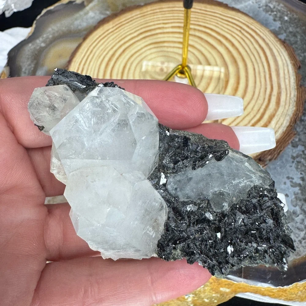 Black Epidote & Quartz Raw Specimen | Large Quartz Points | From Turkey - Picture 6 of 6